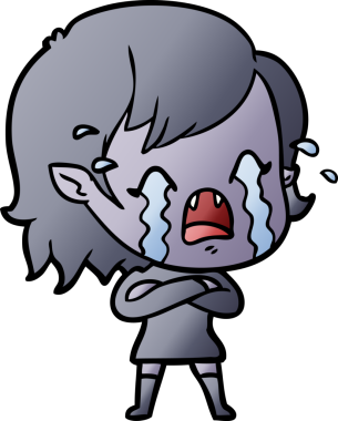 Bir insan tarafından çizilmiş ağlayan vampir kız çizgi filmi.