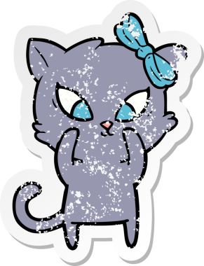 Bir insan tarafından çizilmiş karikatür bir kedinin sıkıntılı çıkartması.