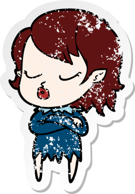 Bir insan tarafından çizilmiş şirin bir vampir kızın sıkıntılı çıkartması.