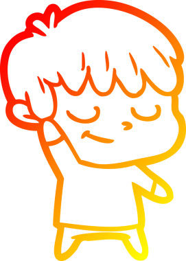 Bir insan tarafından çizilmiş mutlu çizgi film çocuğu çizimi.