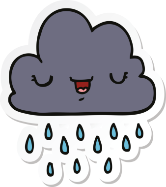 Bir insan tarafından çizilmiş bir karikatür fırtına bulutunun çıkartması.