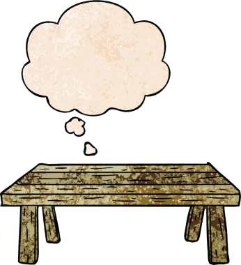 bir insan tarafından çizilmiş grunge doku biçiminde düşünce baloncuklu çizgi film masası