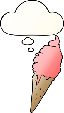 Düşünce baloncuklu çizgi film dondurması bir insan tarafından çizilmiş.