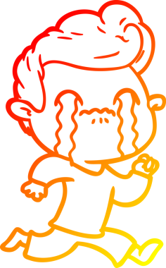 Bir insan tarafından çizilmiş ağlayan bir çizgi film karakteri çizimi.