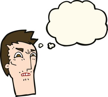 Bir insan tarafından çizilmiş düşünce baloncuklu kızgın bir yüz.