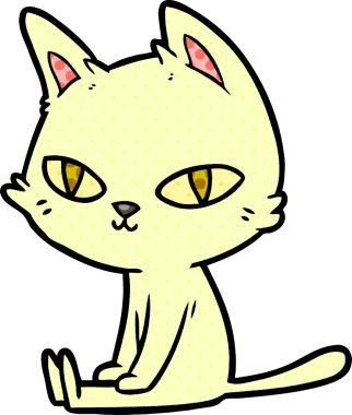 Bir insan tarafından çizilmiş çizgi film kedisi.