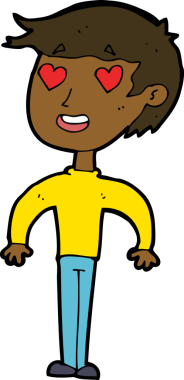 Bir insan tarafından çizilmiş aşık bir çizgi film adamı.