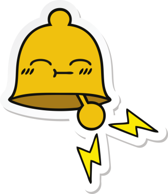 Bir insan tarafından çizilmiş sevimli bir karikatür zili çıkartması.