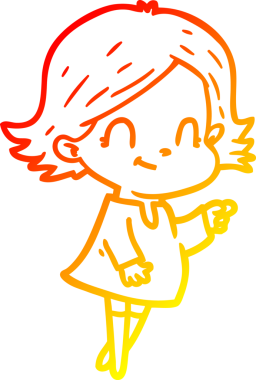 Bir insan tarafından çizilmiş, karikatür dostu bir kız çizimi.