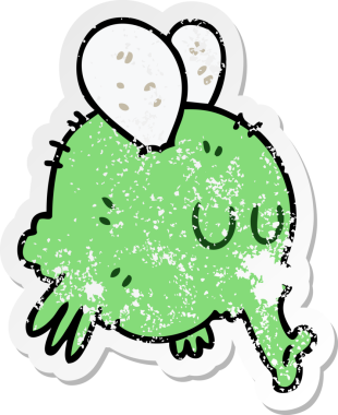 Bir insan tarafından çizilmiş garip bir el çizimi karikatür sineğinin sıkıntılı çıkartması