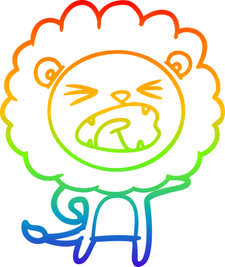 gökkuşağı gradyan çizgi çizimi bir insan tarafından çizilmiş bir aslan