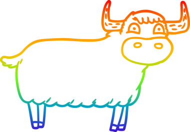 gökkuşağı gradyan çizgi çizimi bir insan tarafından çizilmiş İskoçya ineği