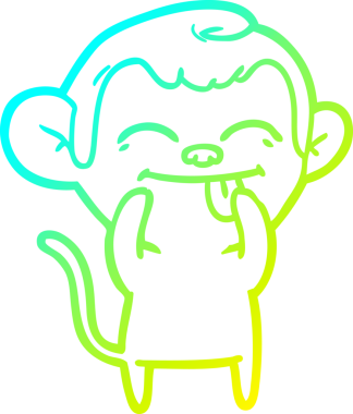 Bir insan tarafından çizilmiş komik bir çizgi maymunun soğuk eğim çizgisi.