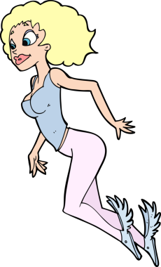 Bir insan tarafından çizilmiş uçan bir kadın.