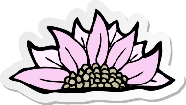 Bir insan tarafından çizilmiş karikatür çiçeğinin çıkartması.