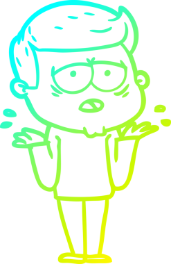 Bir insan tarafından çizilmiş, yorgun bir adamın soğuk çizgi çizimi.