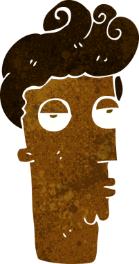 Bir insan tarafından çizilen karikatür sıkılmış adamın yüzü.