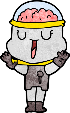 Bir insan tarafından çizilmiş mutlu çizgi film robotu