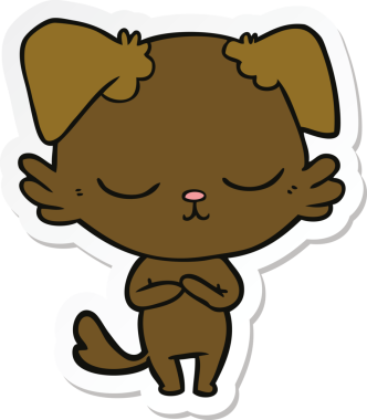 Bir insan tarafından çizilmiş şirin bir köpeğin çıkartması.