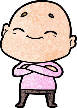 Bir insan tarafından çizilmiş mutlu, kel adam.