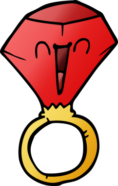 Bir insan tarafından çizilmiş kırmızı yakut bir yüzük.