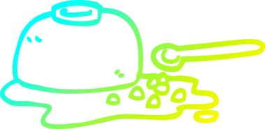 Bir çizgi filmin soğuk gradyan çizimi bir insan tarafından çizilmiş mısır gevreği kasesi.