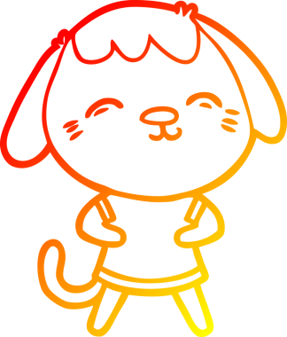 Bir insan tarafından çizilmiş mutlu çizgi film köpeğinin sıcak çizgi çizimi