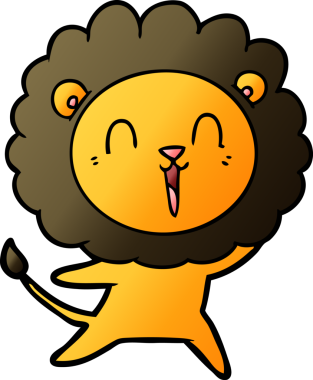 Bir insan tarafından çizilmiş gülen aslan çizgi filmi.