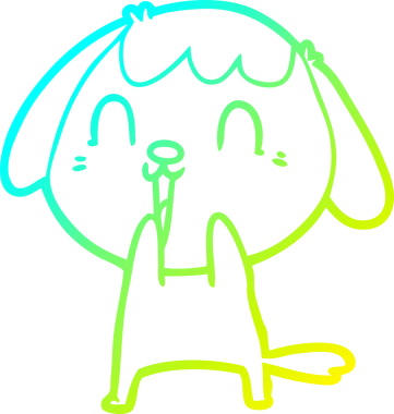 Bir insan tarafından çizilmiş şirin bir çizgi köpeğin soğuk gradyan çizgisi.