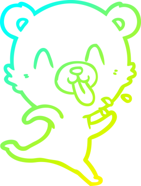 Bir insan tarafından çizilmiş dilden çıkmış kaba bir kutup ayısının soğuk çizgi çizimi.