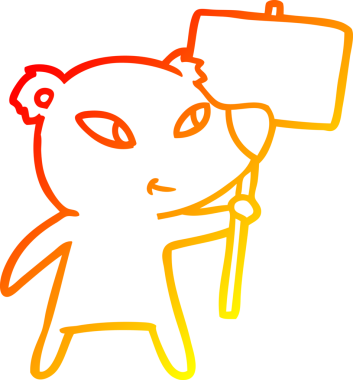 Bir insan tarafından çizilmiş protestolu şirin bir kutup ayısının sıcak çizgi çizimi