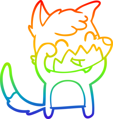 gökkuşağı gradyanı çizimi bir insan tarafından çizilmiş mutlu bir tilki çizgi filmi.