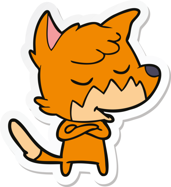 Bir insan tarafından çizilmiş dost canlısı bir tilkinin çıkartması.