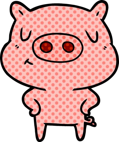 Bir insan tarafından çizilmiş çizgi film içerikli domuz.