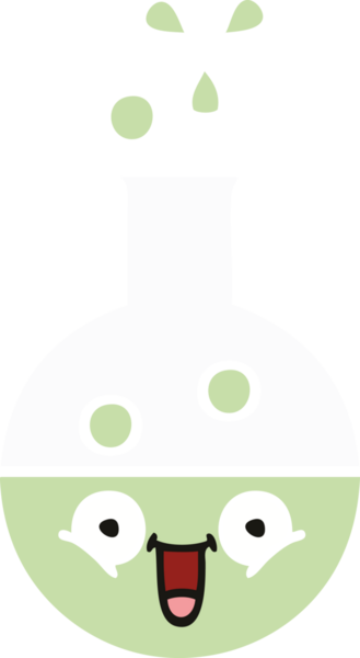 Bir insan tarafından çizilmiş bir test tüpünün düz renk retro karikatürü