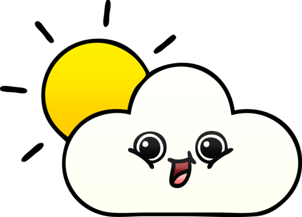 Bir insan tarafından çizilmiş bir bulutun gölgeli karikatürü ve güneş ışığı