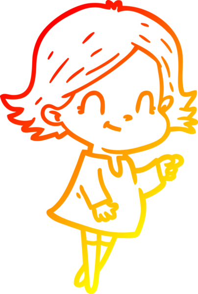 Bir insan tarafından çizilmiş, karikatür dostu bir kız çizimi.