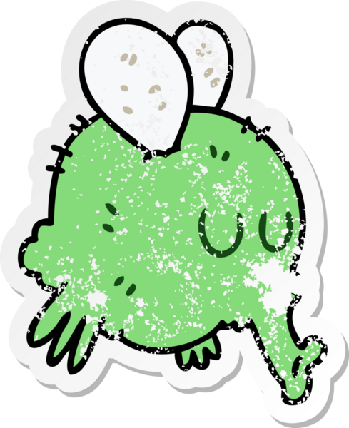 Bir insan tarafından çizilmiş garip bir el çizimi karikatür sineğinin sıkıntılı çıkartması