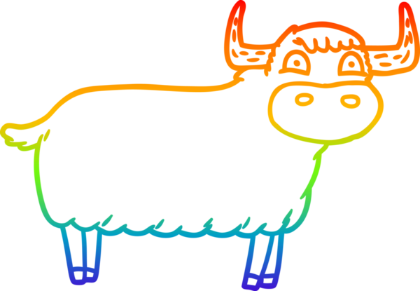 gökkuşağı gradyan çizgi çizimi bir insan tarafından çizilmiş İskoçya ineği