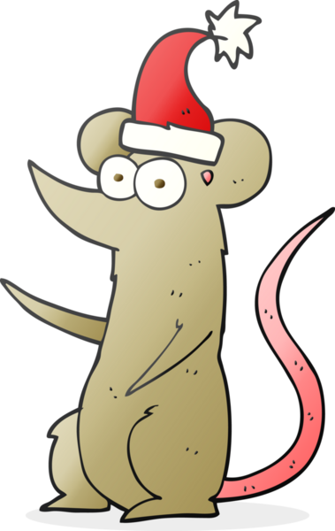 Bir insan tarafından çizilmiş Noel şapkası takan serbest çizim faresi.