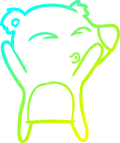 Bir insan tarafından çizilmiş ıslık çalan bir ayının soğuk çizgi çizimi.