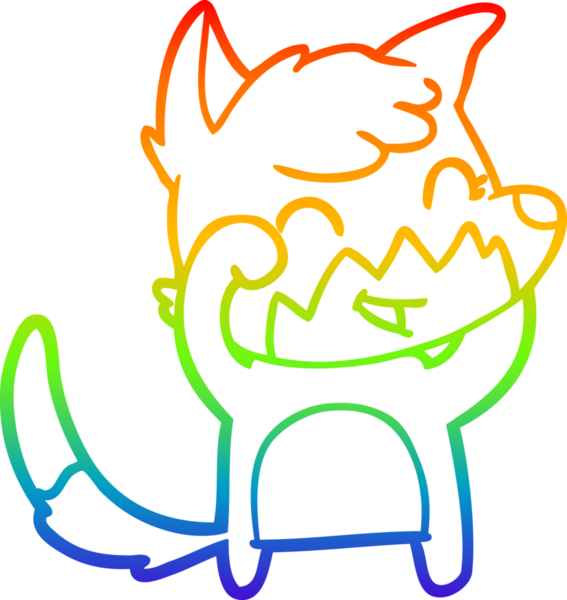 gökkuşağı gradyanı çizimi bir insan tarafından çizilmiş mutlu bir tilki çizgi filmi.