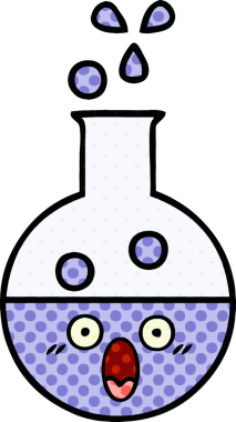 Bir insan tarafından çizilmiş bir test tüpünün çizgi romanı.