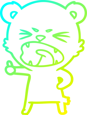 Bir insan tarafından çizilen kızgın çizgi film ayısının soğuk gradyan çizgisi.