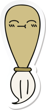 Bir insan tarafından çizilmiş şirin bir karikatür fırçasının çıkartması.