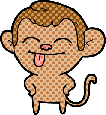 Bir insan tarafından çizilmiş komik çizgi maymun.