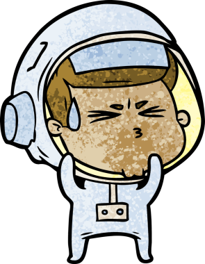 Çizgi film bir insan tarafından çizilmiş astronot.