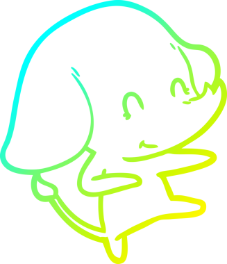 Bir insan tarafından çizilmiş şirin bir filin soğuk gradyan çizgisi