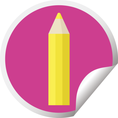 Bir insan tarafından çizilmiş sarı renkli kalem grafik vektör çizim dairesel etiketi