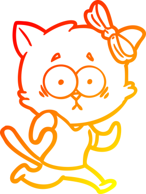 Bir insan tarafından çizilmiş çizgi film kedisinin sıcak çizgi çizimi